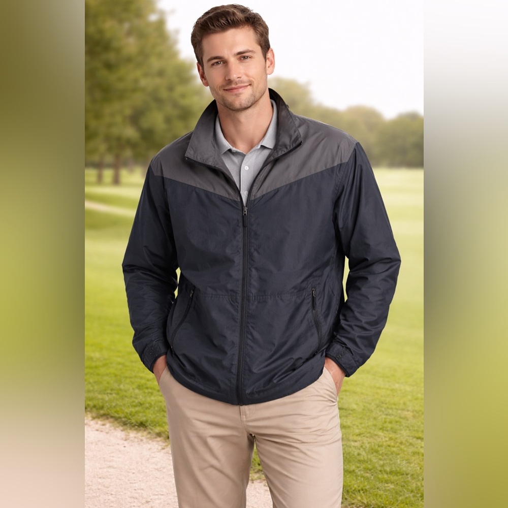 Nike Men's Golf Windbreaker Jacket Black and Gray Size Large